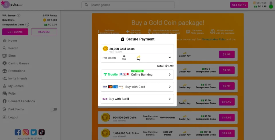 pulsz review deposit methods