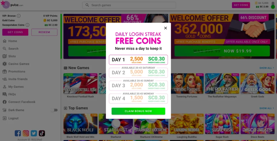 pulsz review free coins