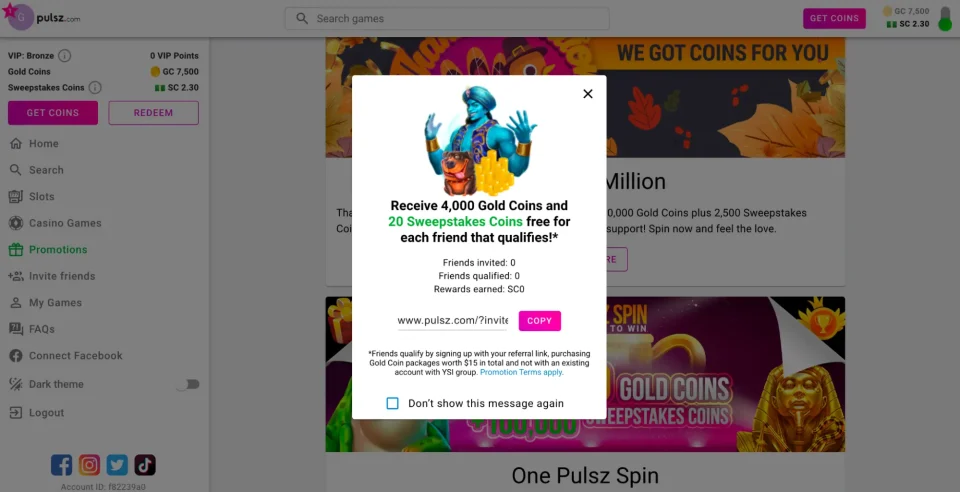 pulsz review invite friends